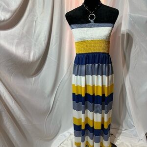 2/$30 Magic Horizontal Stripe Strapless Maxi Dress Size:L